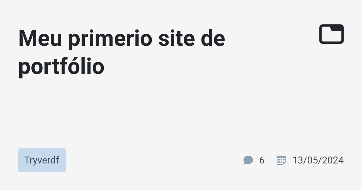 Meu primerio site de portfólio · Tryverdf · TabNews
