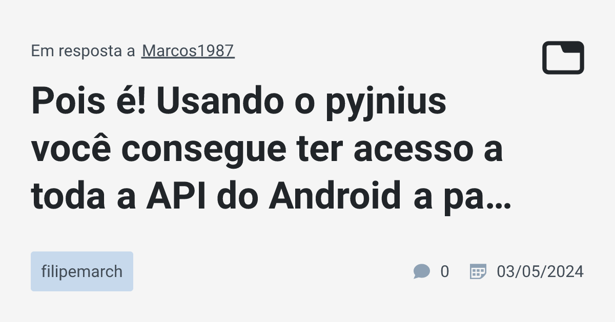 Pois é! Usando o pyjnius você consegue ter acesso a toda a API do ...