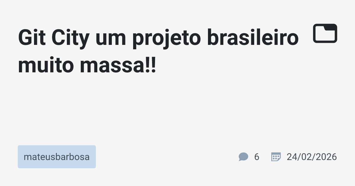 Git City um projeto brasileiro muito massa!! · mateusbarbosa · TabNews
