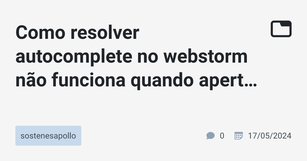 Como resolver autocomplete no webstorm não funciona quando aperto ...