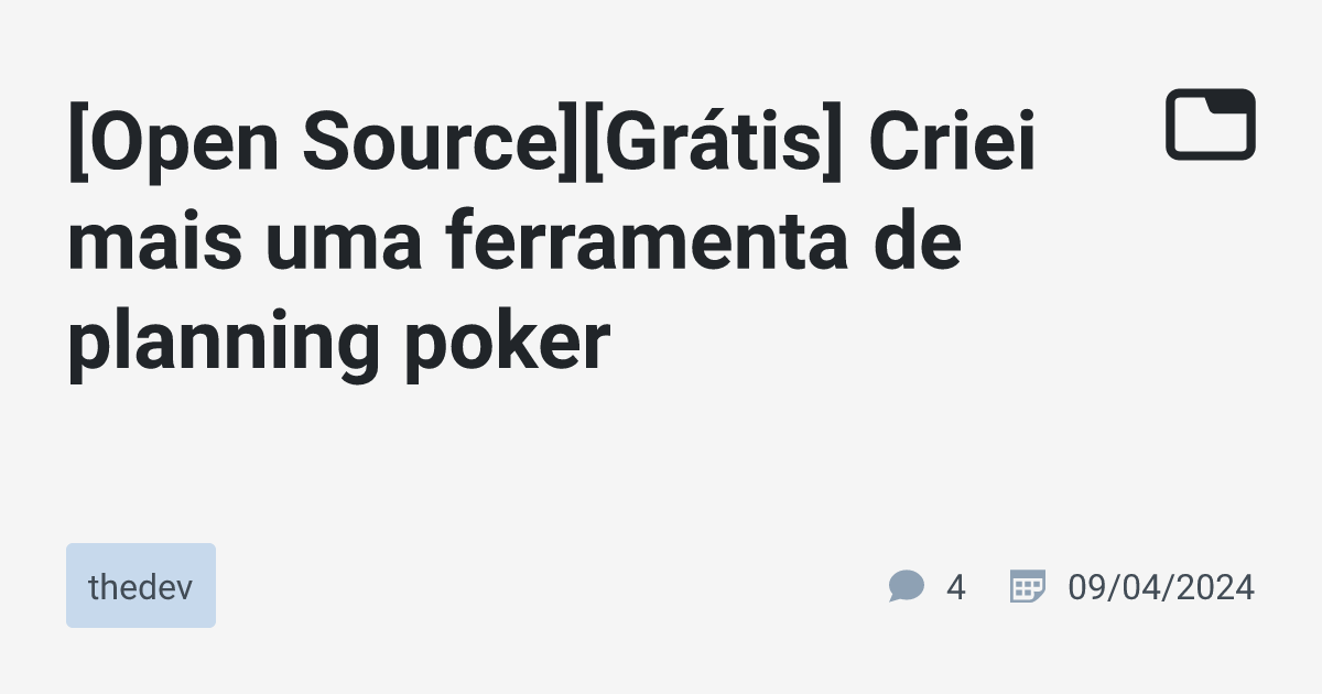 [Open Source][Grátis] Criei mais uma ferramenta de planning poker